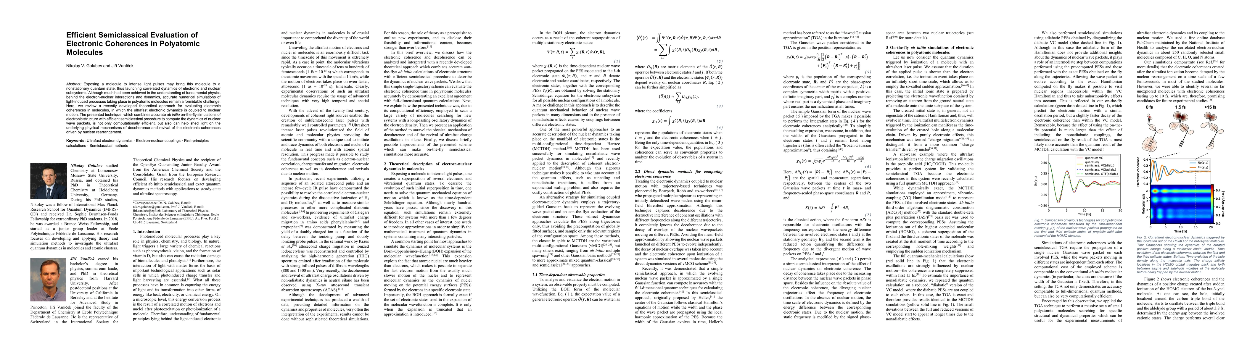 Thumbnail for Efficient Semiclassical Evaluation of Electronic Coherences in
  Polyatomic Molecules