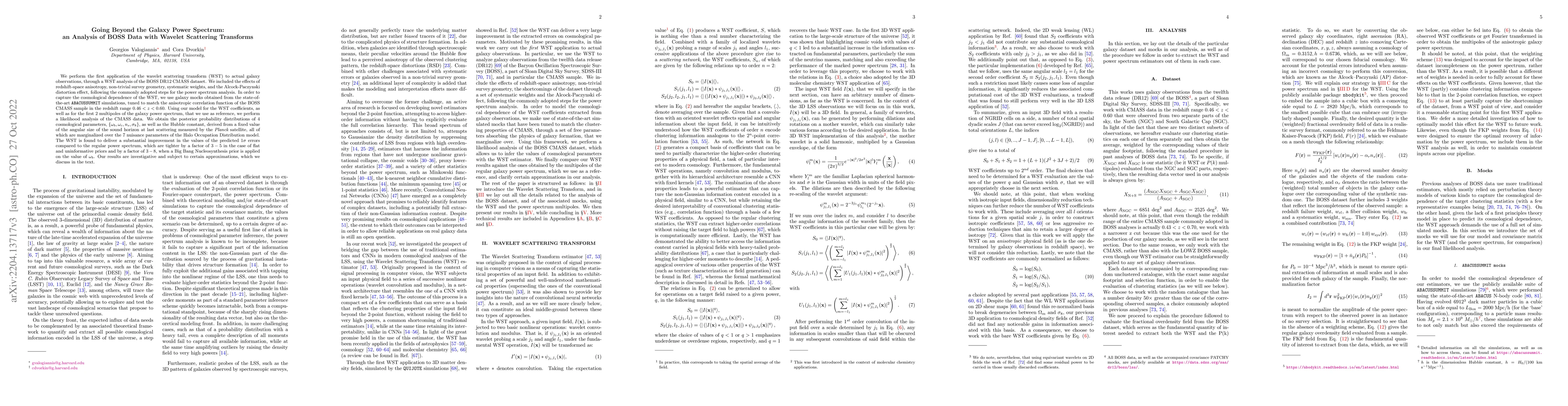 Thumbnail for Going Beyond the Galaxy Power Spectrum: an Analysis of BOSS Data with
  Wavelet Scattering Transforms