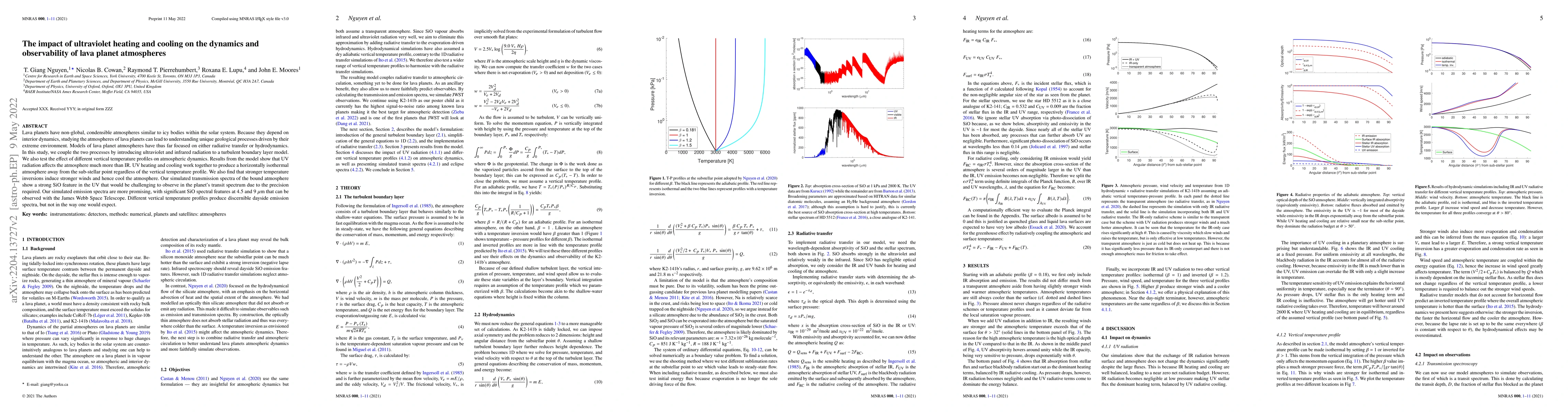 Thumbnail for The impact of ultraviolet heating and cooling on the dynamics and
  observability of lava planet atmospheres