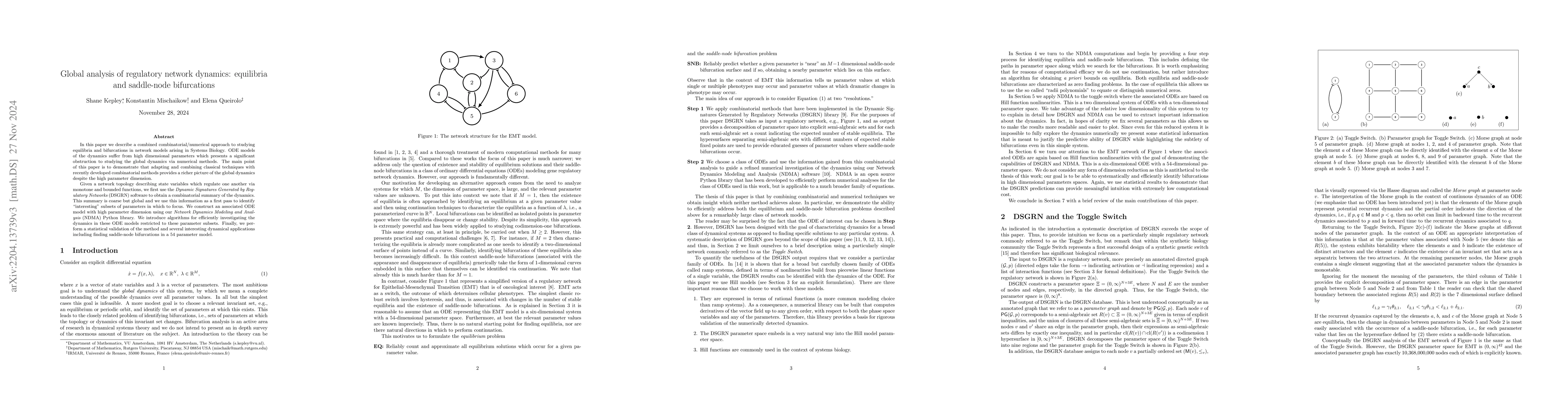Thumbnail for Global analysis of regulatory network dynamics: equilibria and
  saddle-node bifurcations