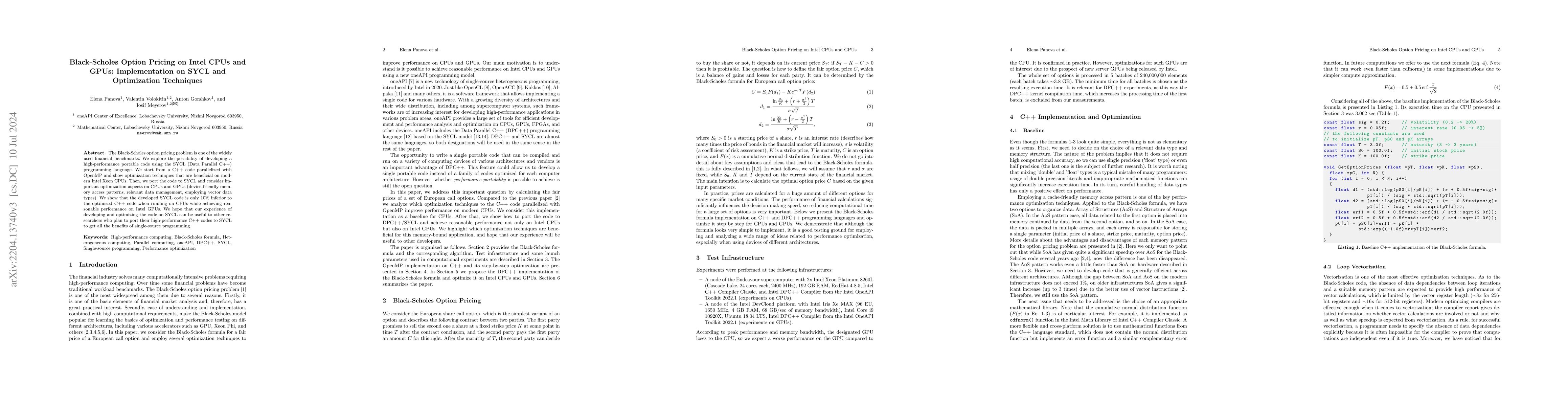 Thumbnail for Black-Scholes Option Pricing on Intel CPUs and GPUs: Implementation on
  SYCL and Optimization Techniques