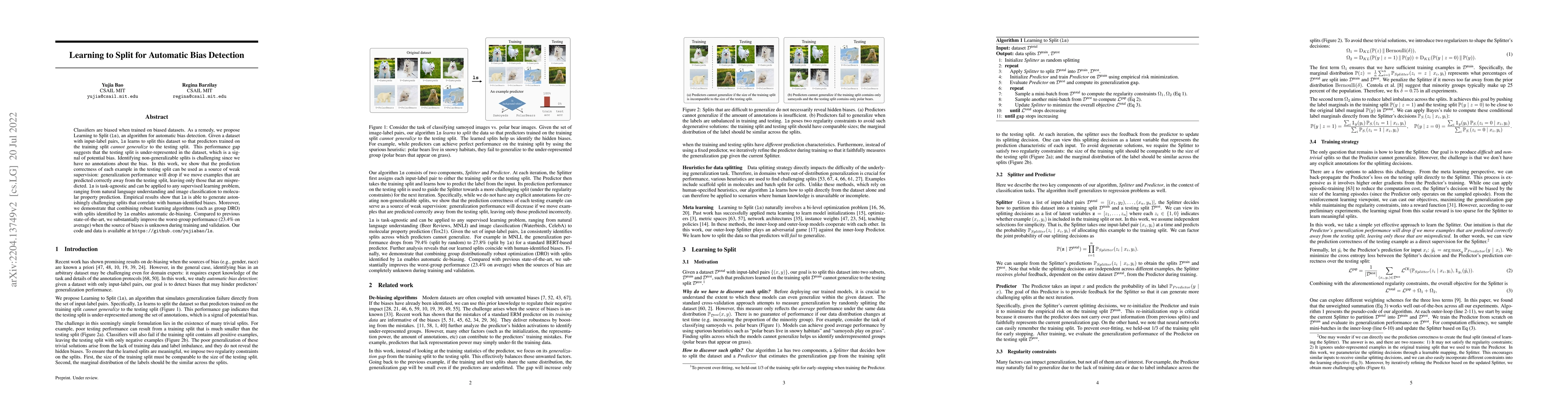 Thumbnail for Learning to Split for Automatic Bias Detection