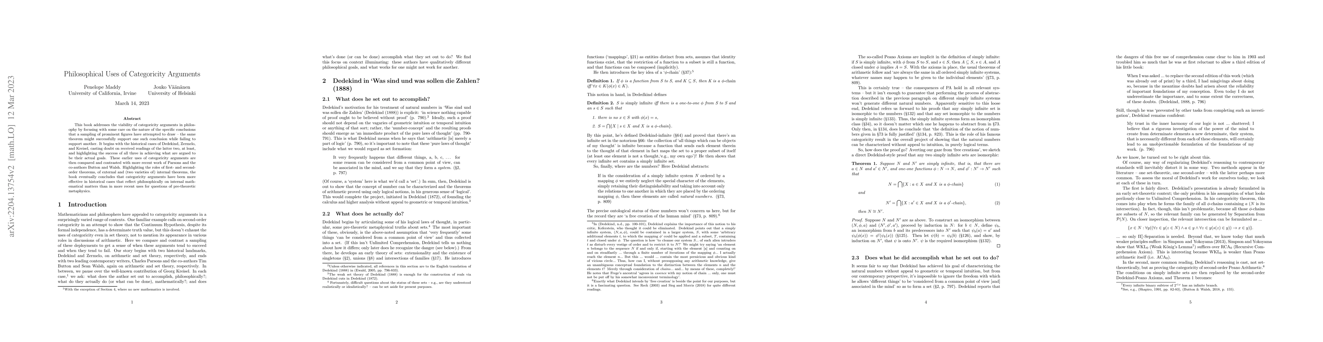Thumbnail for Philosophical Uses of Categoricity Arguments