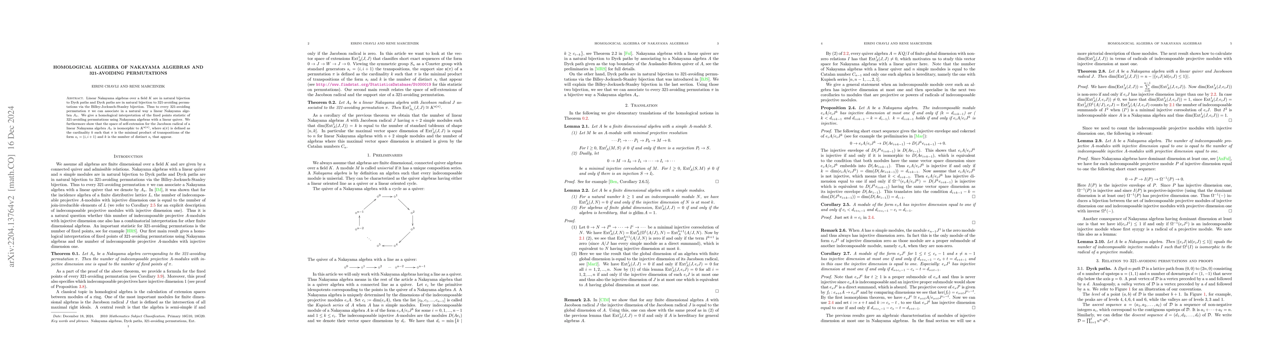 Thumbnail for Homological algebra of Nakayama algebras and 321-avoiding permutations