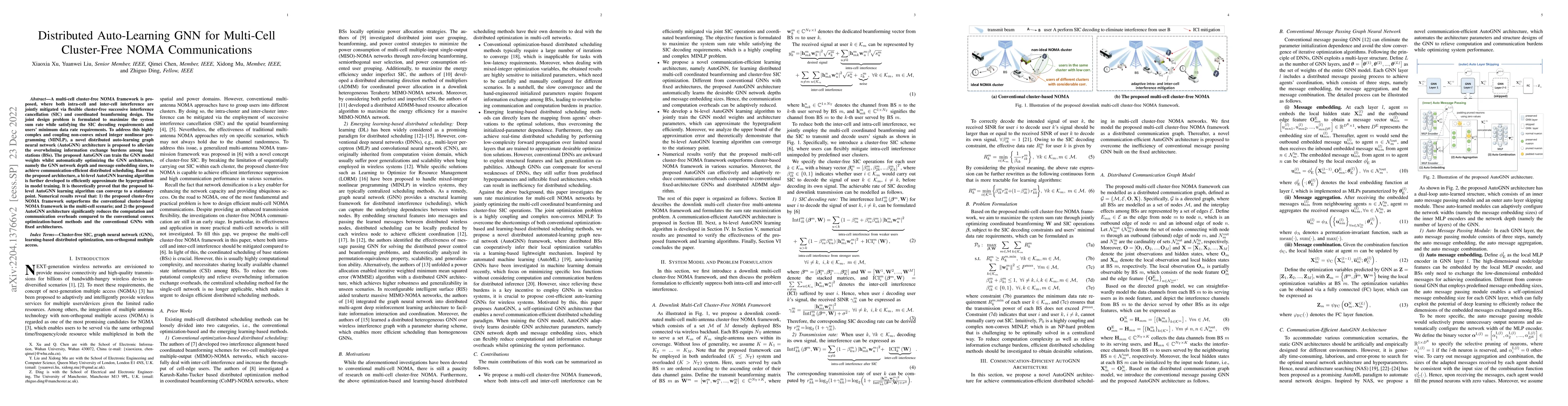 Thumbnail for Distributed Auto-Learning GNN for Multi-Cell Cluster-Free NOMA
  Communications