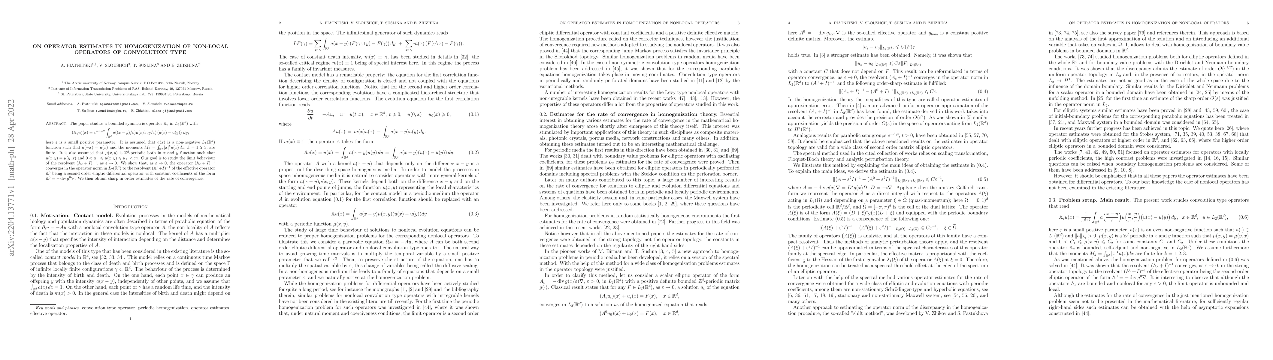 Thumbnail for On operator estimates in homogenization of non-local operators of
  convolution type