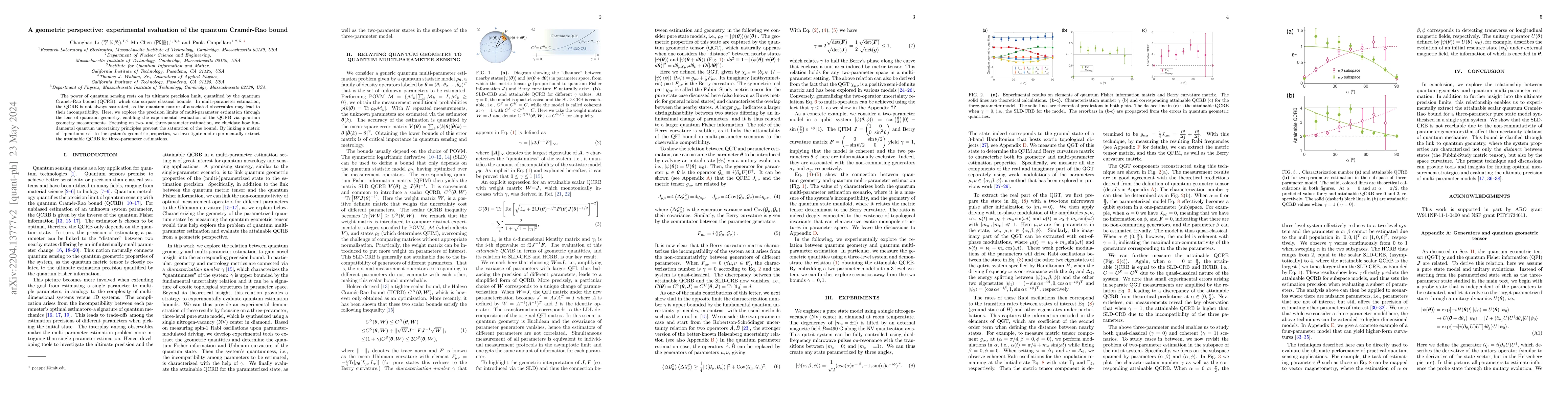 Thumbnail for A geometric perspective: experimental evaluation of the quantum
  Cramer-Rao bound