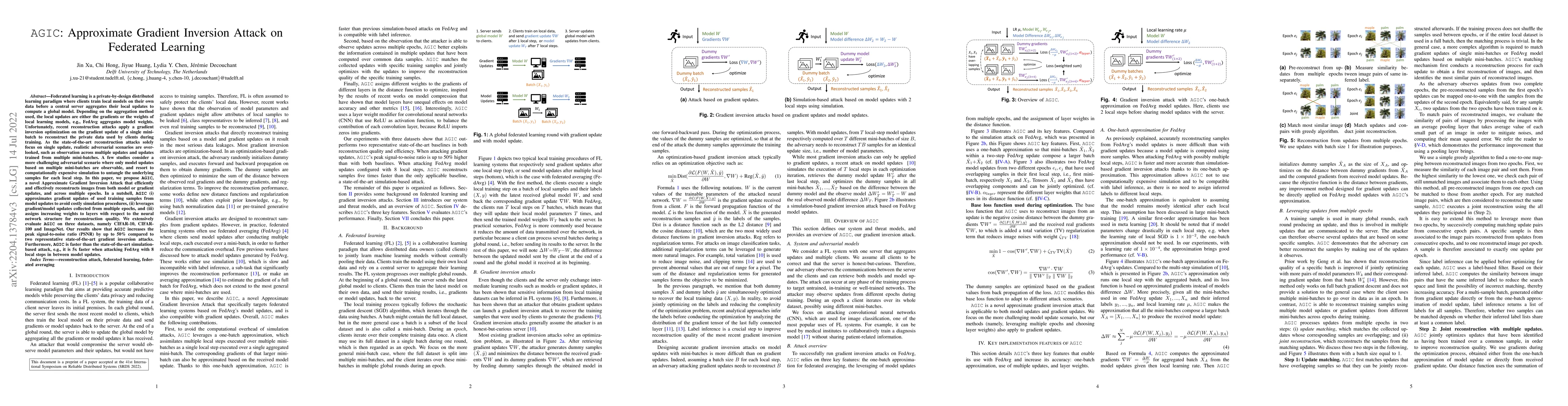 Thumbnail for AGIC: Approximate Gradient Inversion Attack on Federated Learning