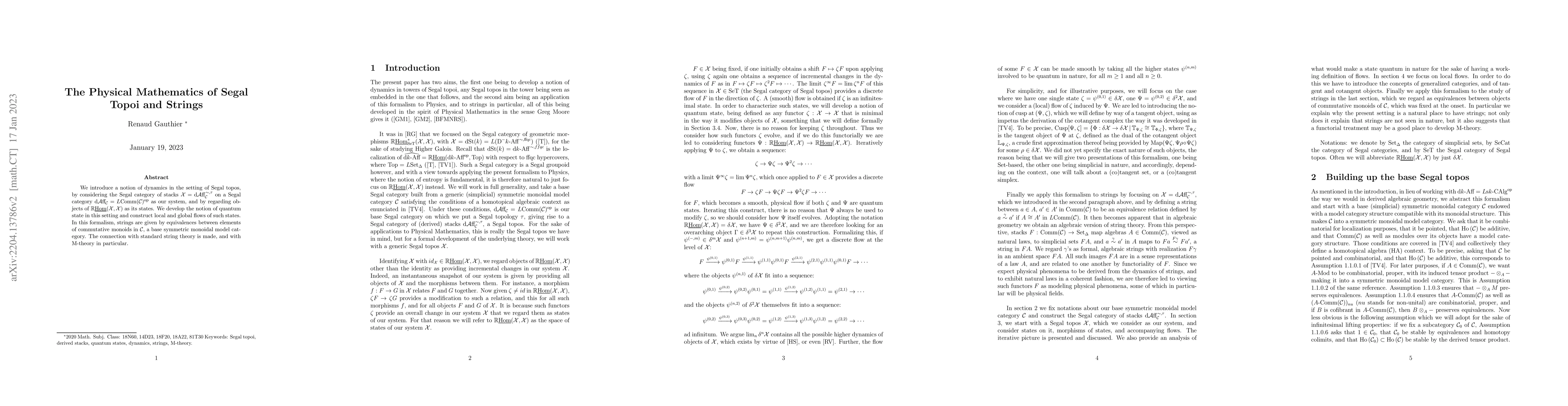 Thumbnail for The Physical Mathematics of Segal Topoi and Strings
