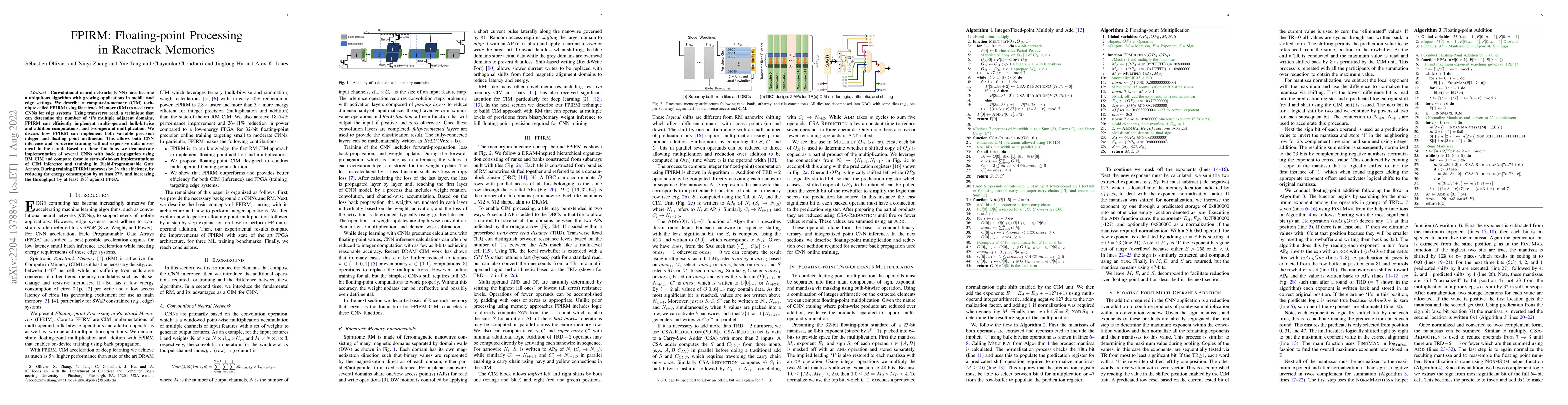Thumbnail for FPIRM: Floating-point Processing in Racetrack Memories