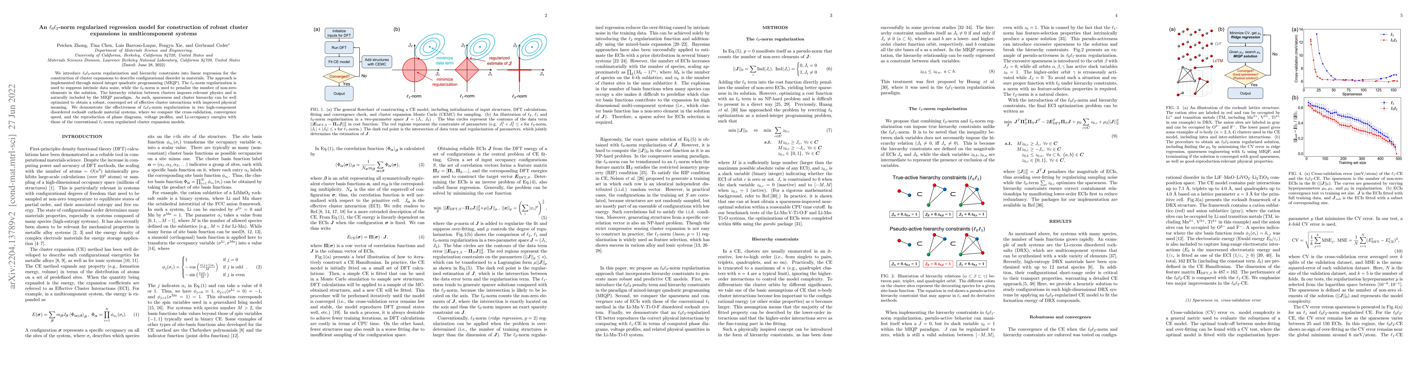 Thumbnail for An $\ell_0\ell_2$-norm regularized regression model for construction of
  robust cluster expansions in multicomponent systems