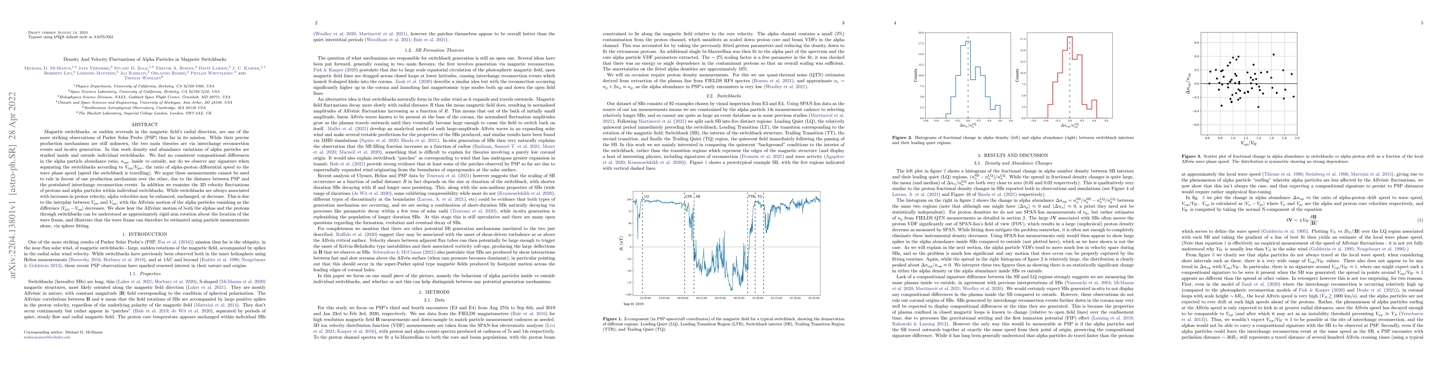 Thumbnail for Density And Velocity Fluctuations of Alpha Particles in Magnetic
  Switchbacks