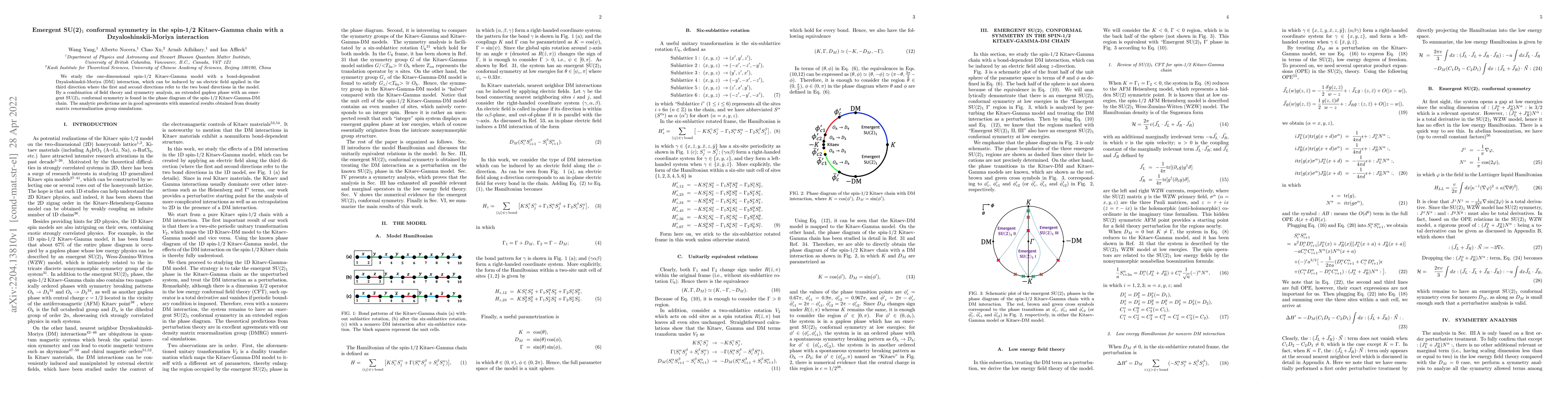 Thumbnail for Emergent SU(2)$_1$ conformal symmetry in the spin-1/2 Kitaev-Gamma chain
  with a Dzyaloshinskii-Moriya interaction