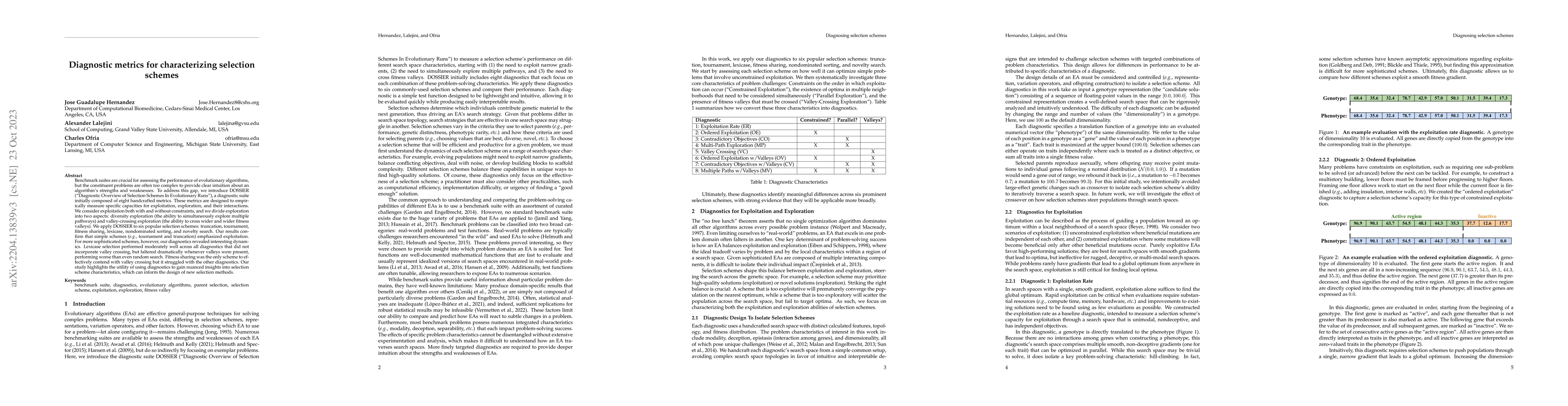 Thumbnail for A suite of diagnostic metrics for characterizing selection schemes