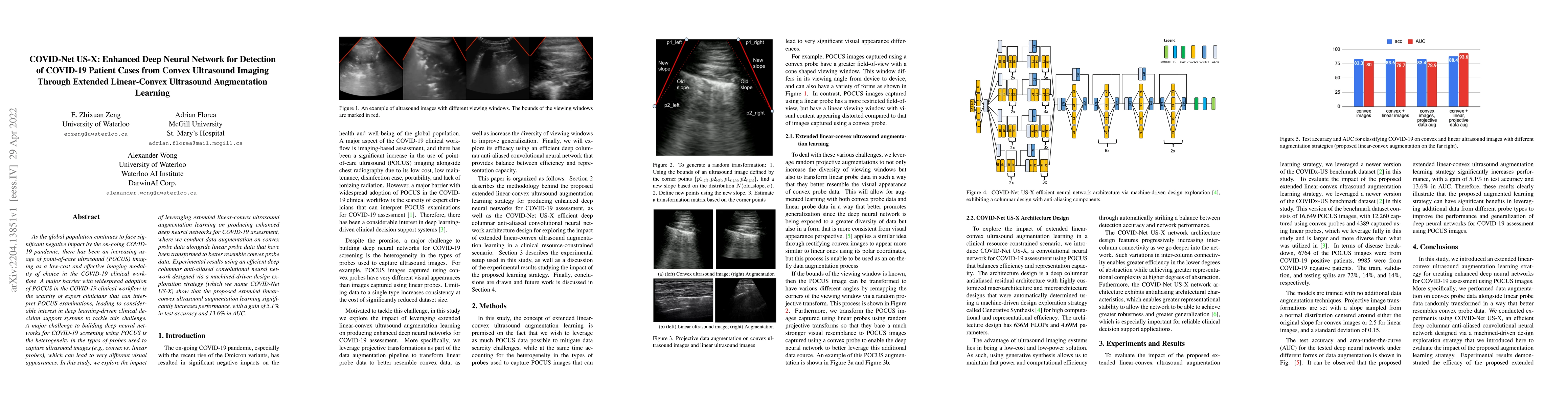 Thumbnail for COVID-Net US-X: Enhanced Deep Neural Network for Detection of COVID-19
  Patient Cases from Convex Ultrasound Imaging Through Extended Linear-Convex
  Ultrasound Augmentation Learning