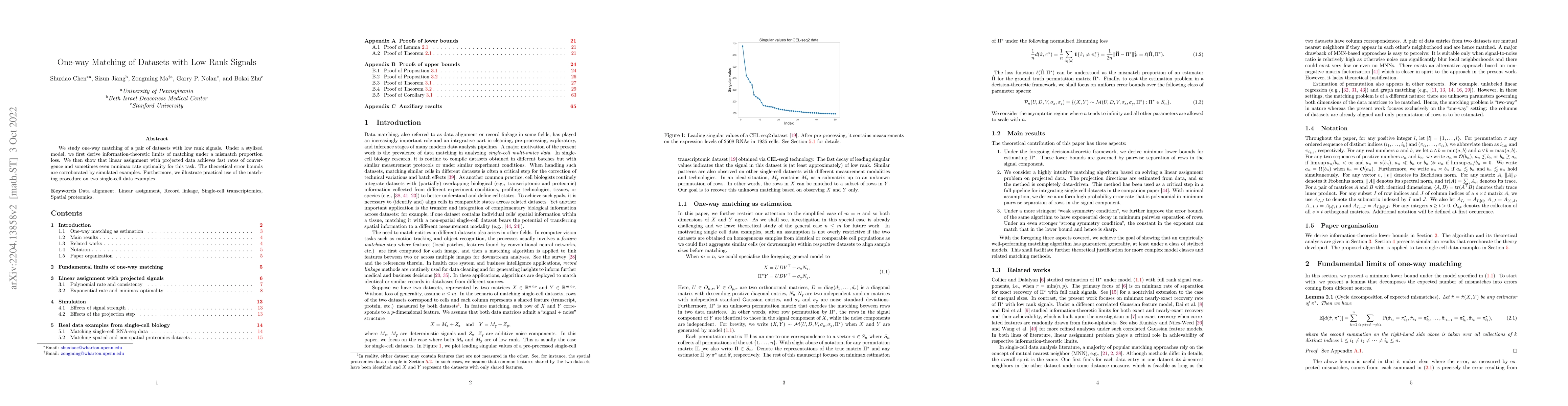 Thumbnail for One-Way Matching of Datasets with Low Rank Signals