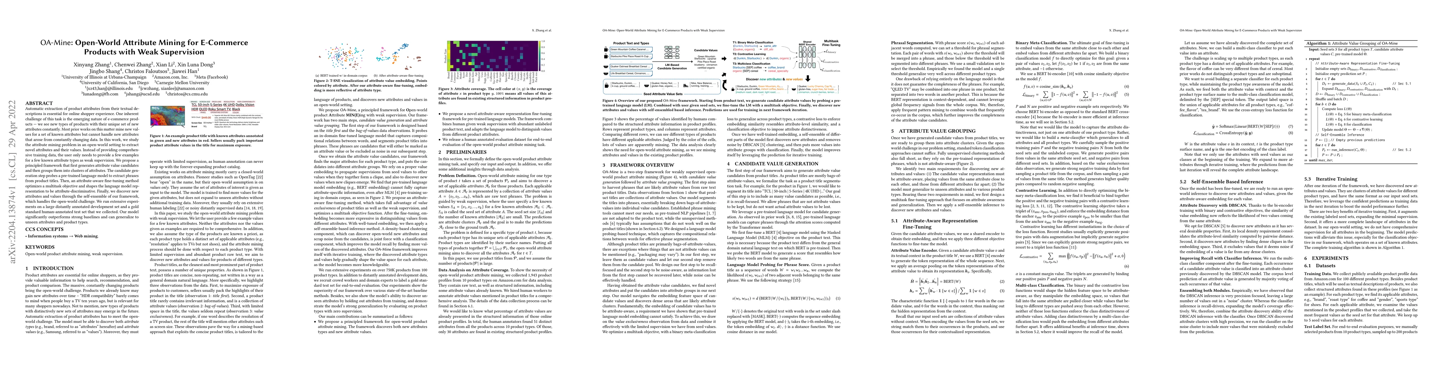 Thumbnail for OA-Mine: Open-World Attribute Mining for E-Commerce Products with Weak
  Supervision