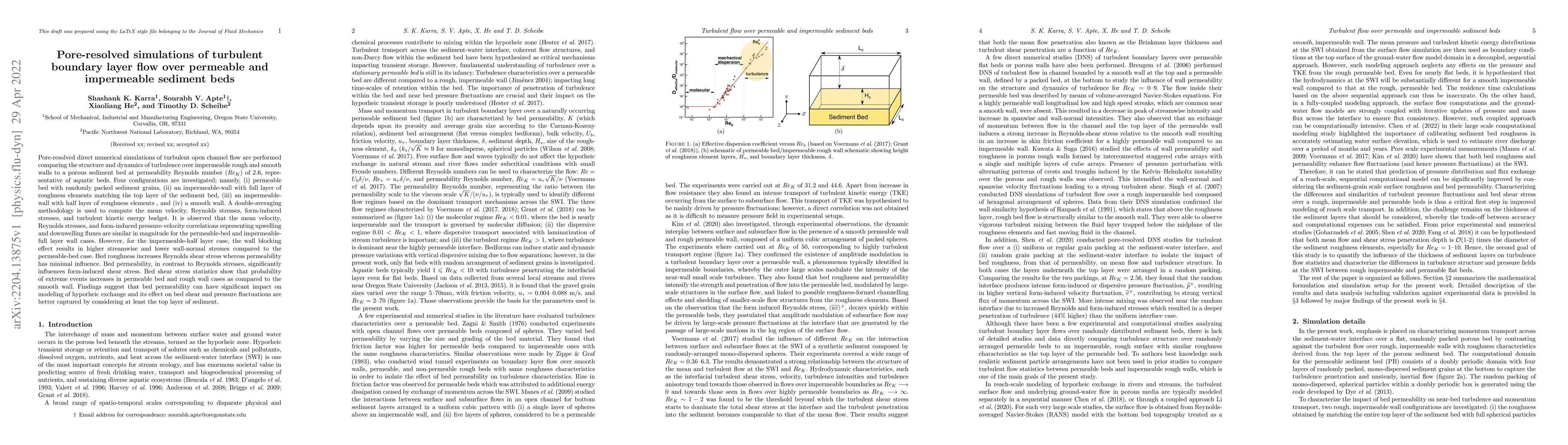 Thumbnail for Pore-resolved simulations of turbulent boundary layer flow over
  permeable and impermeable sediment beds