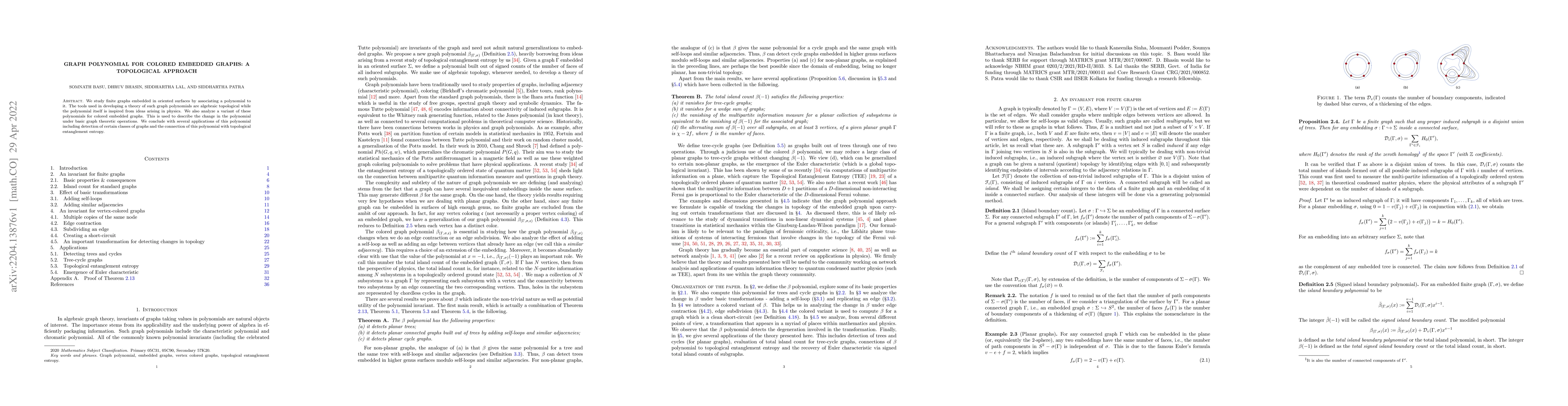 Thumbnail for Graph Polynomial for Colored Embedded Graphs: A Topological Approach