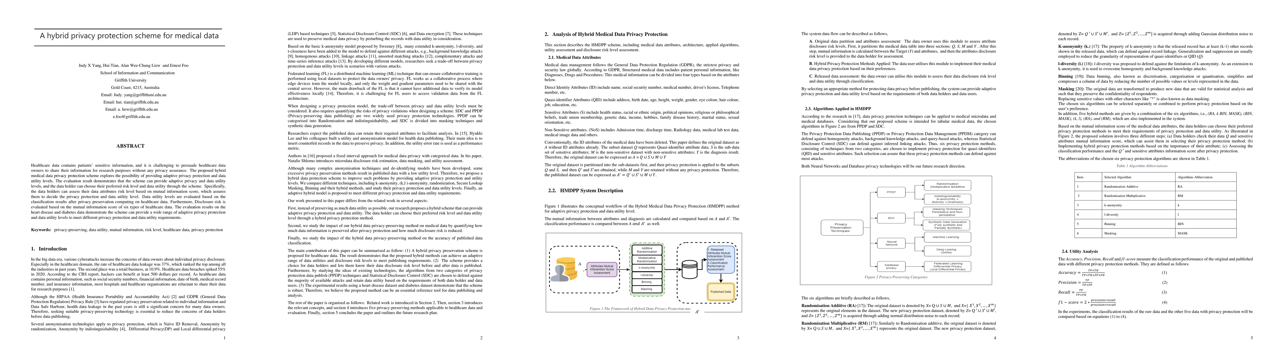 Thumbnail for A hybrid privacy protection scheme for medical data