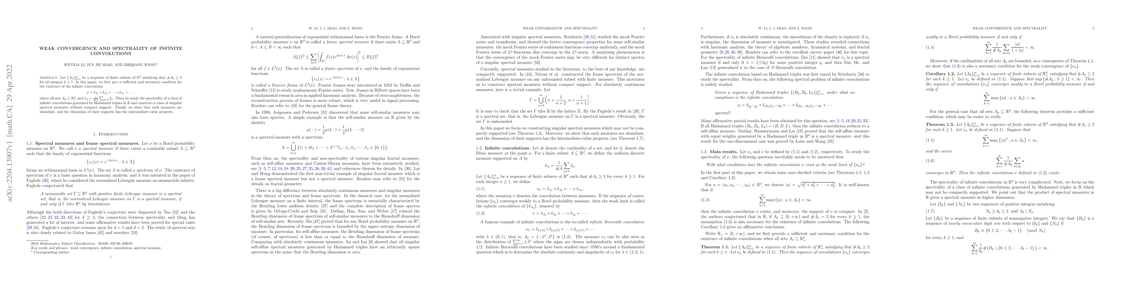 Thumbnail for Weak Convergence and Spectrality of Infinite Convolutions