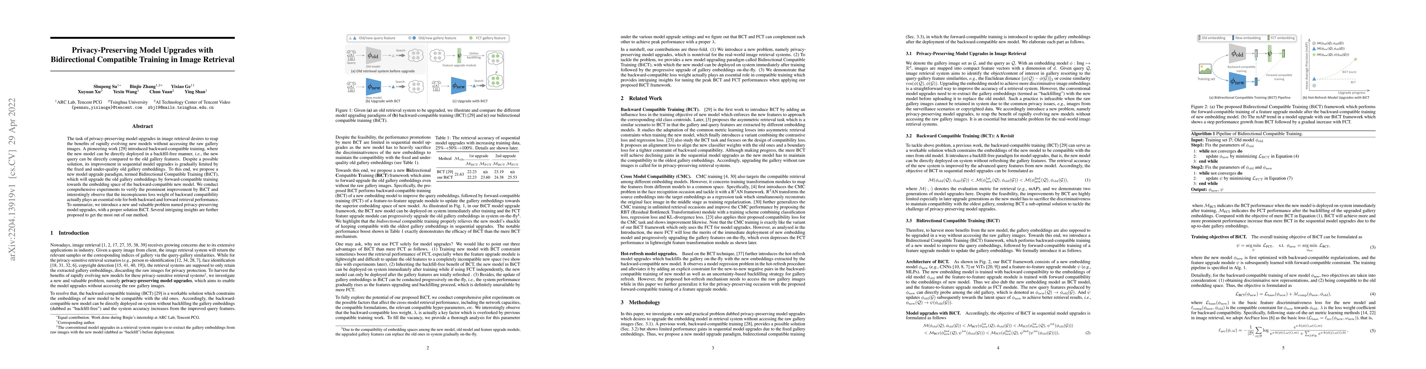 Thumbnail for Privacy-Preserving Model Upgrades with Bidirectional Compatible Training
  in Image Retrieval