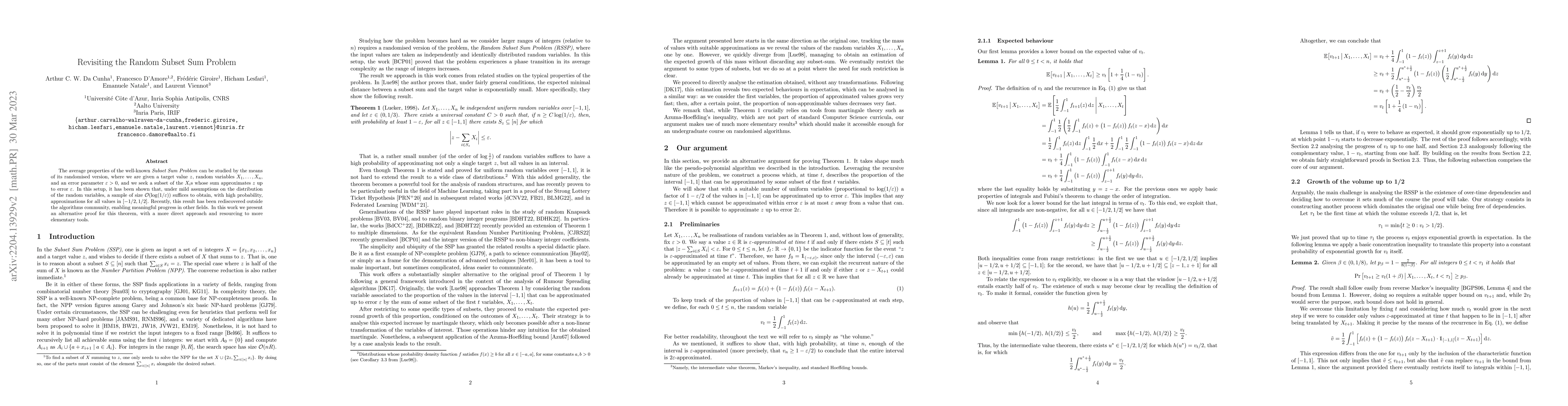 Thumbnail for Revisiting the Random Subset Sum problem