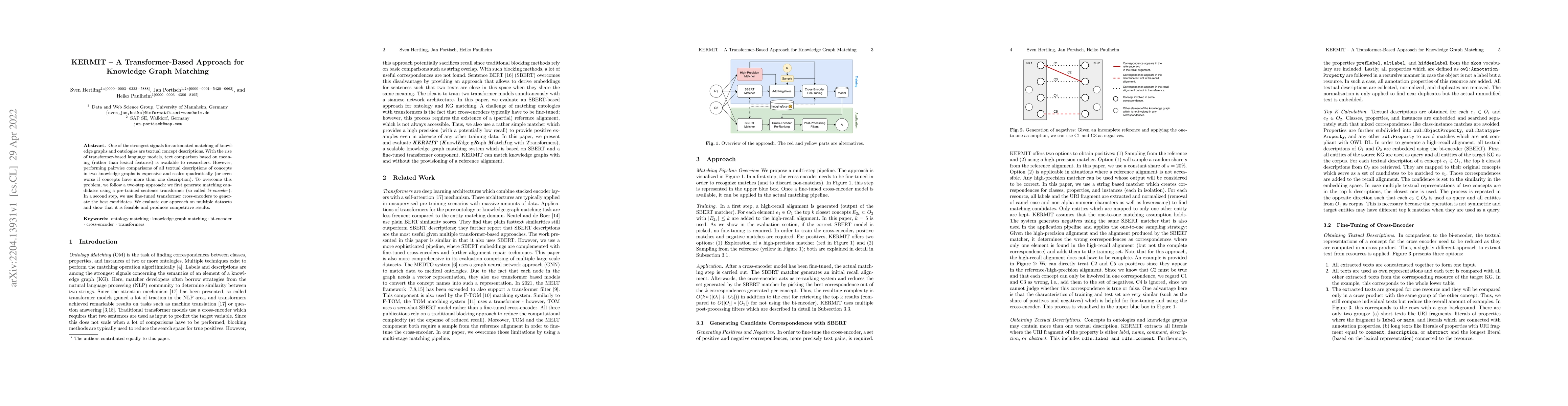 Thumbnail for KERMIT -- A Transformer-Based Approach for Knowledge Graph Matching