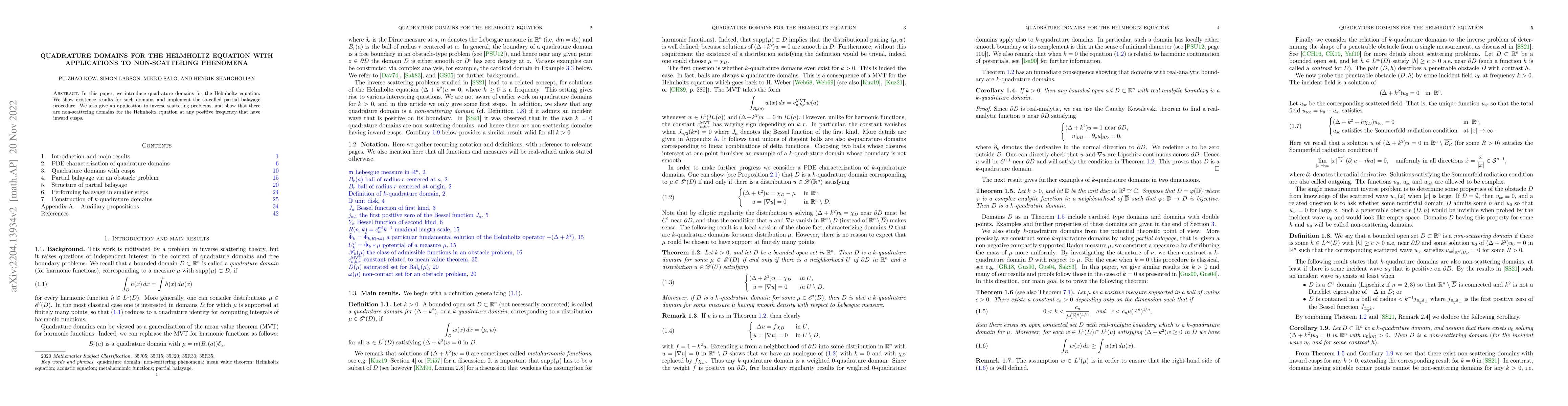 Thumbnail for Quadrature domains for the Helmholtz equation with applications to
  non-scattering phenomena