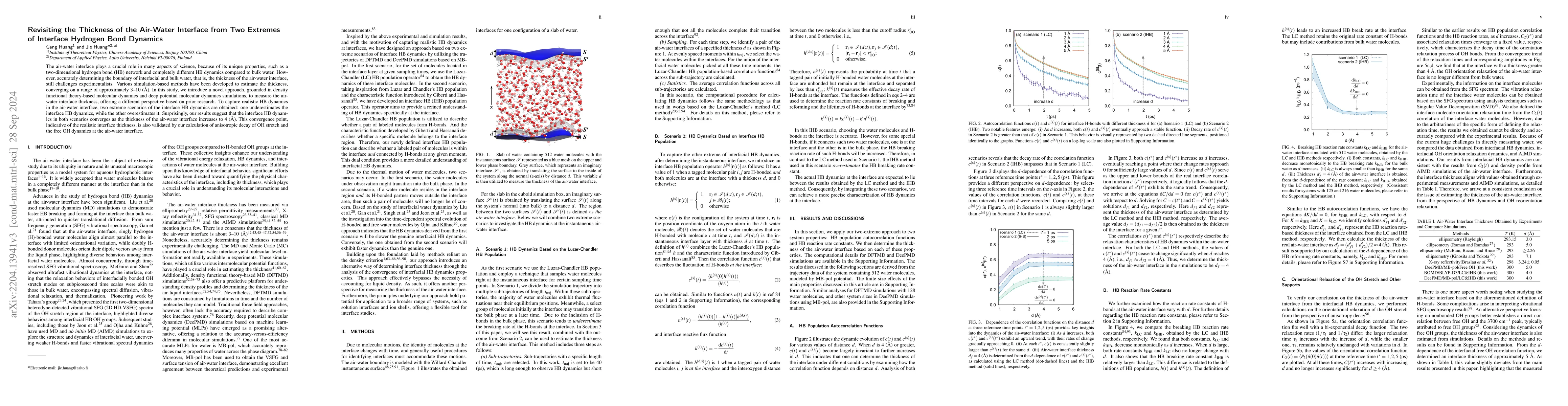 Thumbnail for Revisiting the Thickness of the Air-Water Interface from Two Extremes of
  Interface Hydrogen Bond Dynamics