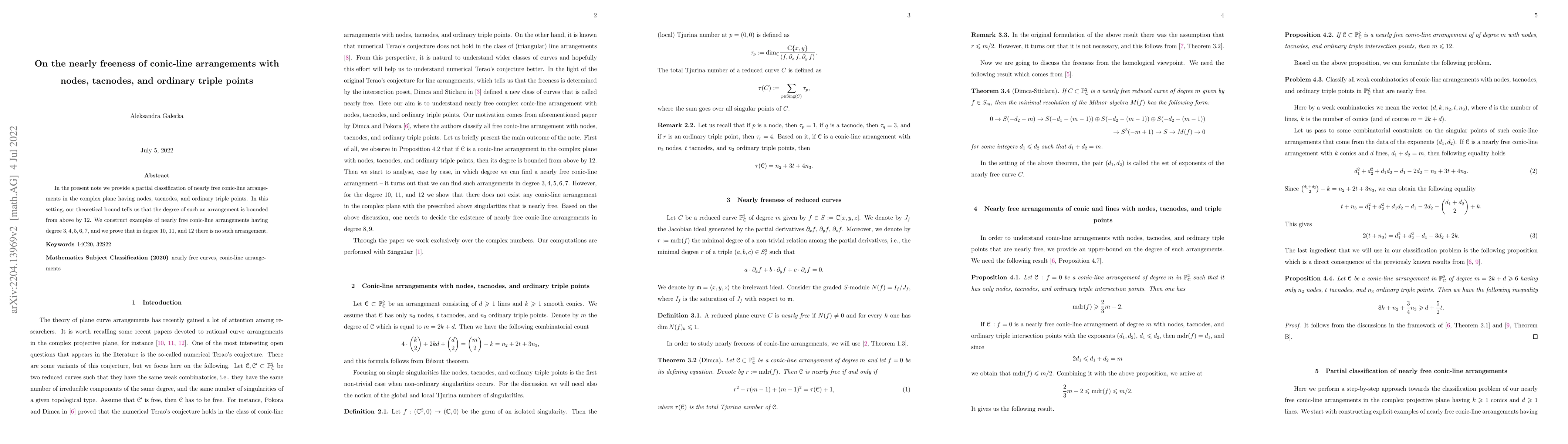 Thumbnail for On the nearly freeness of conic-line arrangements with nodes, tacnodes,
  and ordinary triple points
