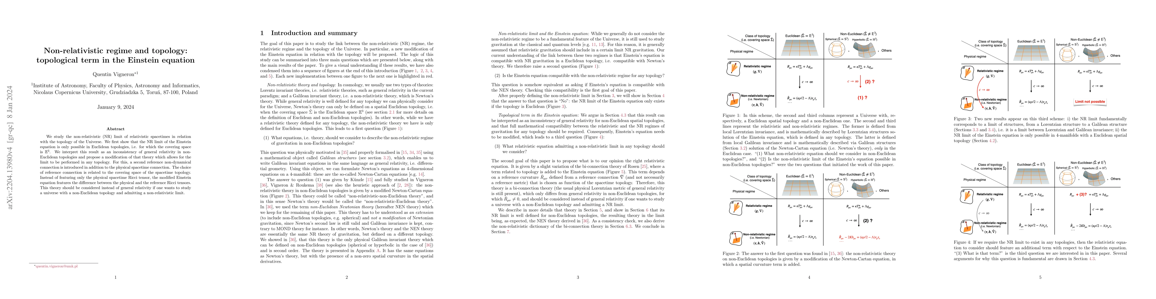 Thumbnail for Non-relativistic regime and topology: topological term in the Einstein
  equation