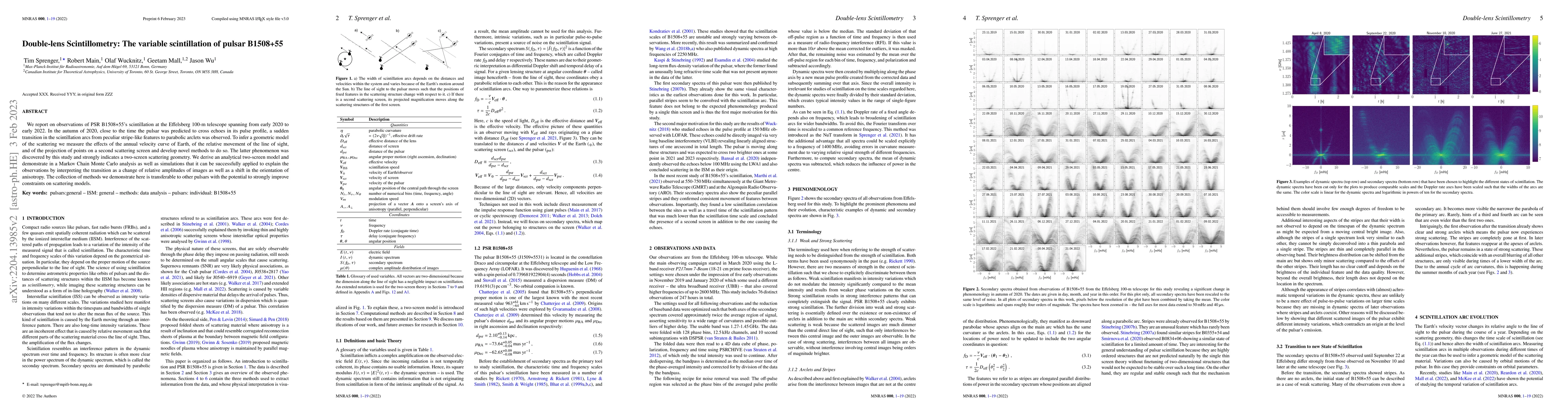 Thumbnail for Double-lens Scintillometry: The variable scintillation of pulsar
  B1508+55