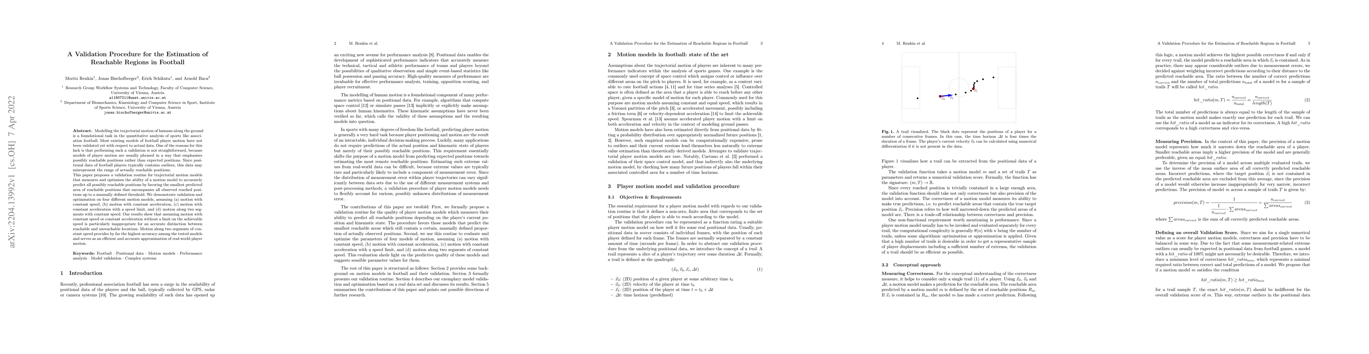 Thumbnail for A Validation Procedure for the Estimation of Reachable Regions in
  Football