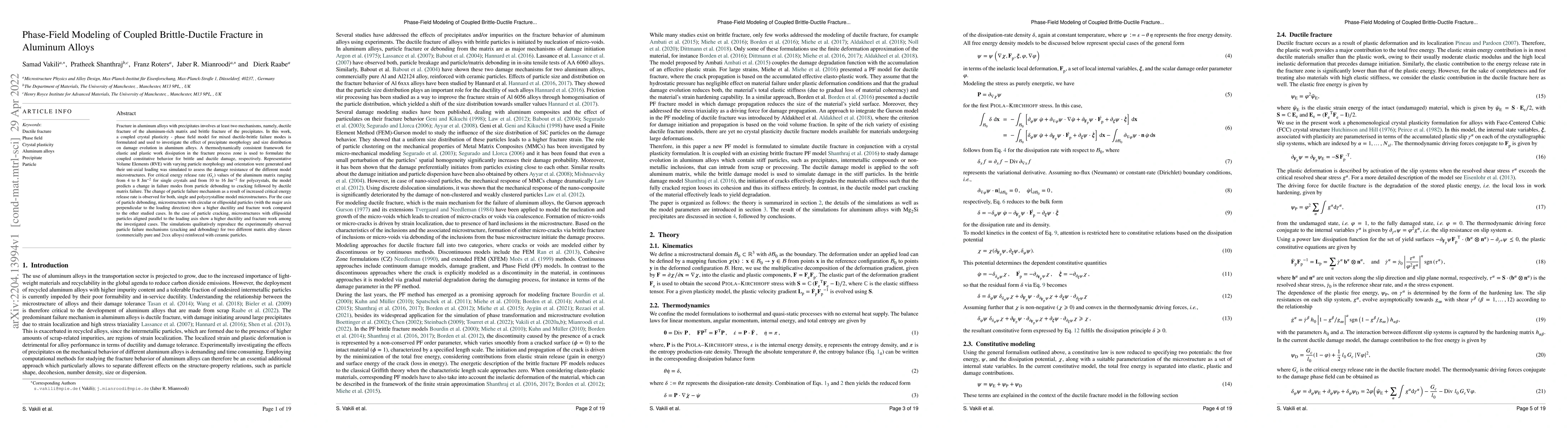 Thumbnail for Phase-Field Modeling of Coupled Brittle-Ductile Fracture in Aluminum
  Alloys