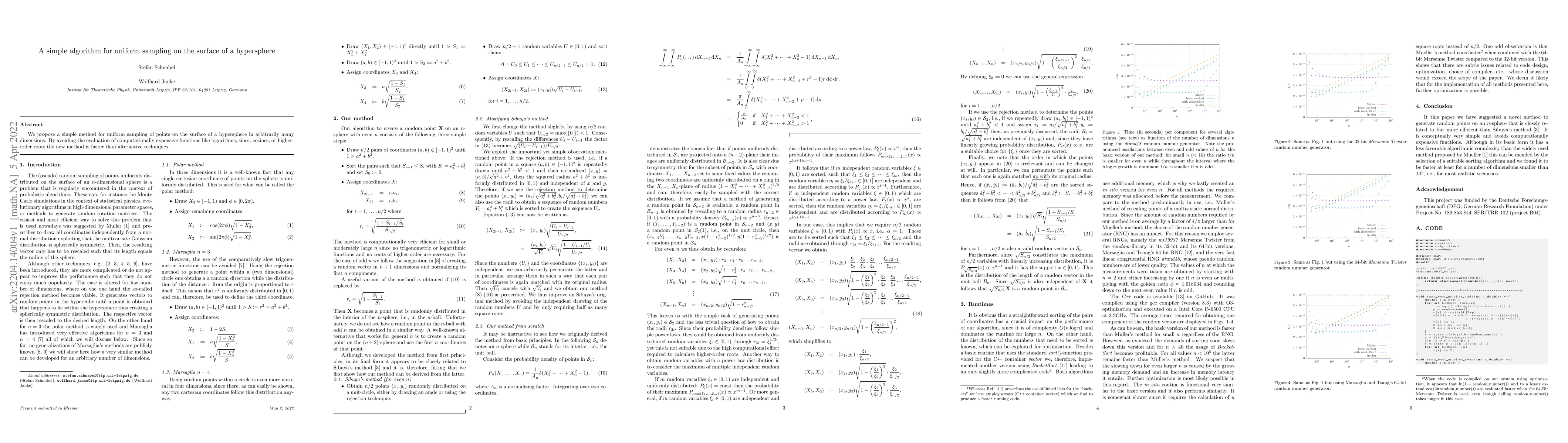 Thumbnail for A simple algorithm for uniform sampling on the surface of a hypersphere