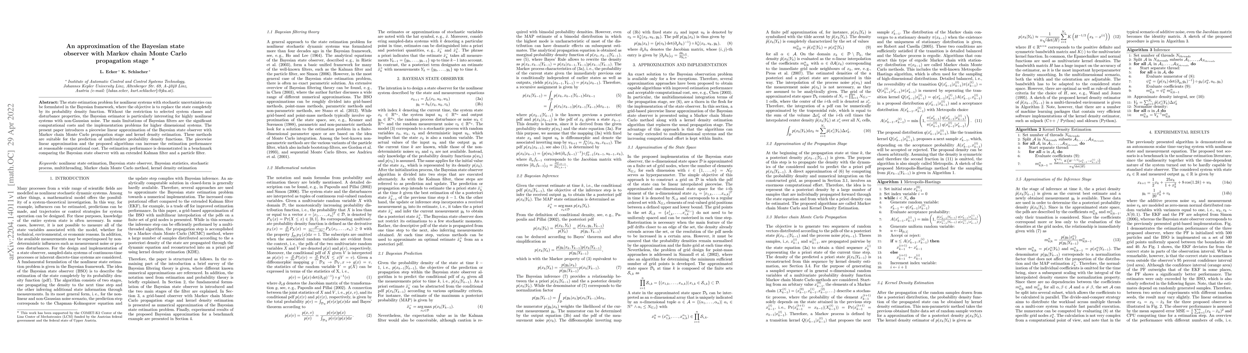 Thumbnail for An approximation of the Bayesian state observer with Markov chain Monte
  Carlo propagation stage