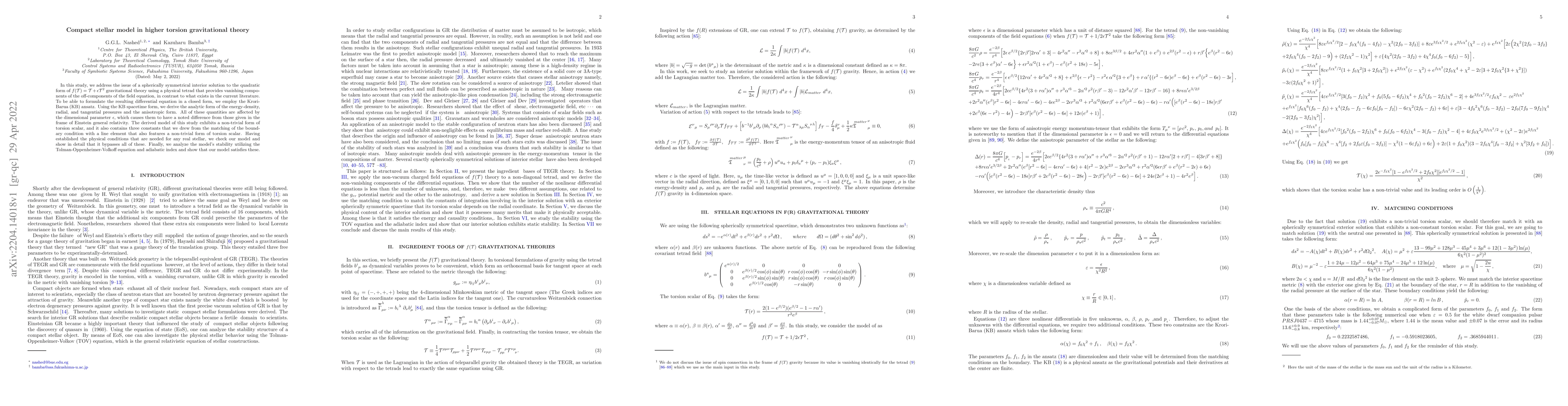 Thumbnail for Compact stellar model in higher torsion gravitational theory