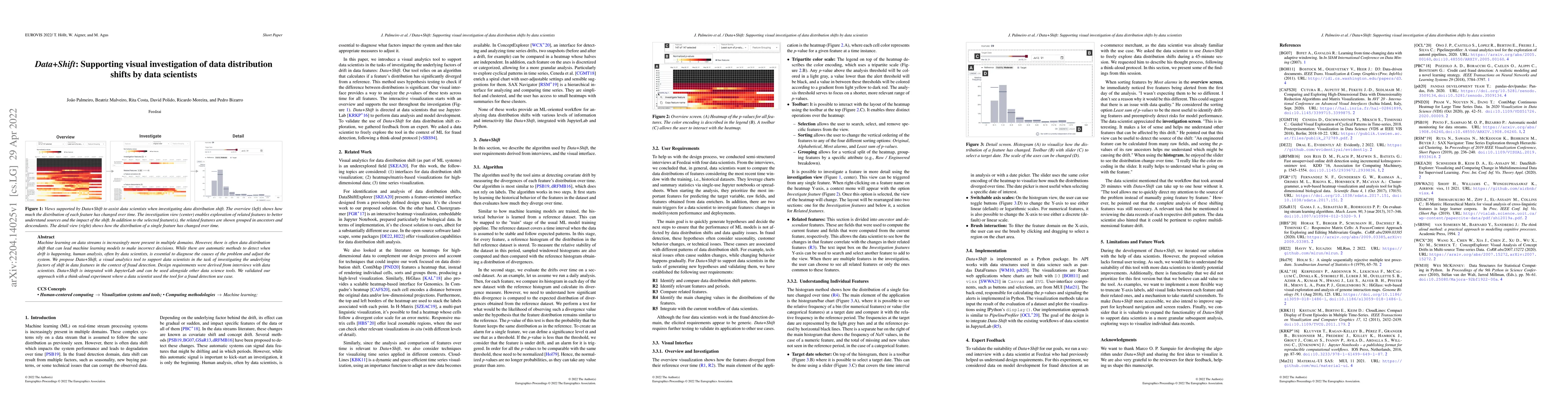 Thumbnail for Data+Shift: Supporting visual investigation of data distribution shifts
  by data scientists