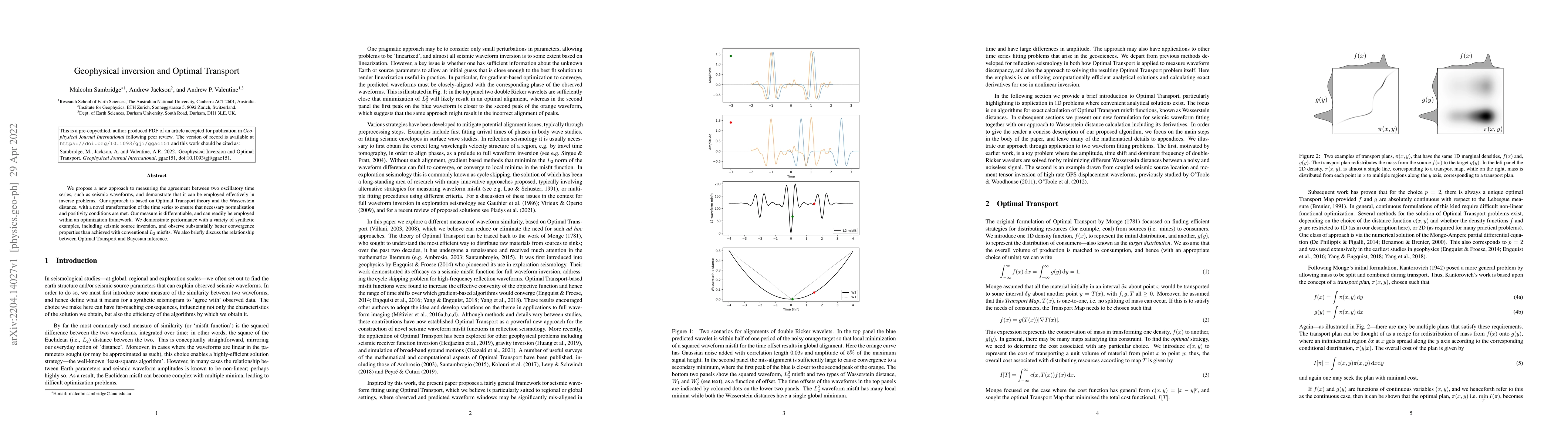 Thumbnail for Geophysical Inversion and Optimal Transport