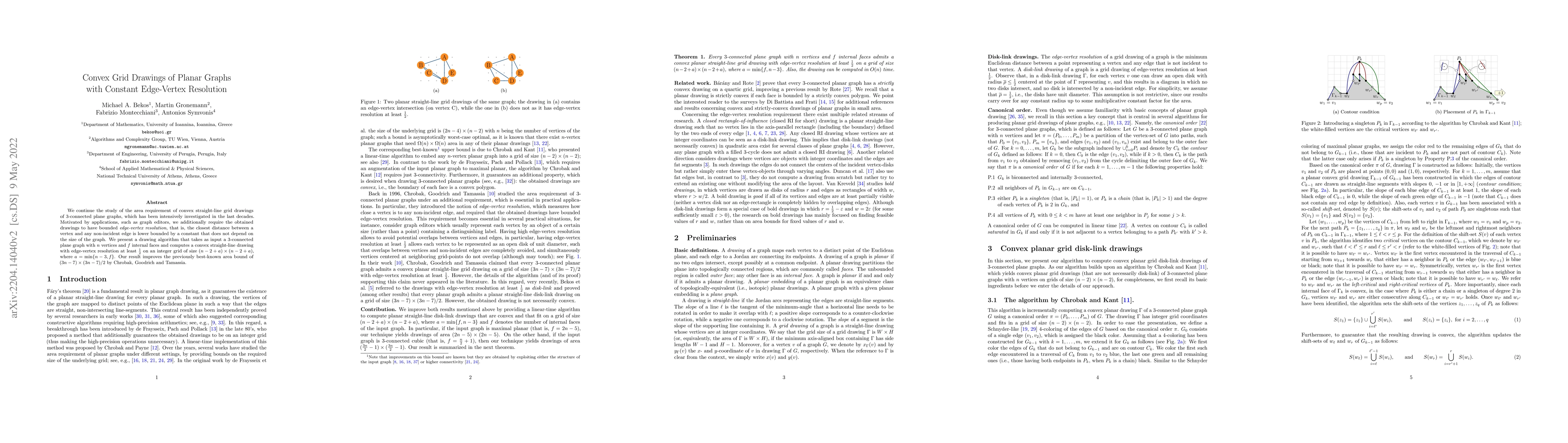 Thumbnail for Convex Grid Drawings of Planar Graphs with Constant Edge-Vertex
  Resolution