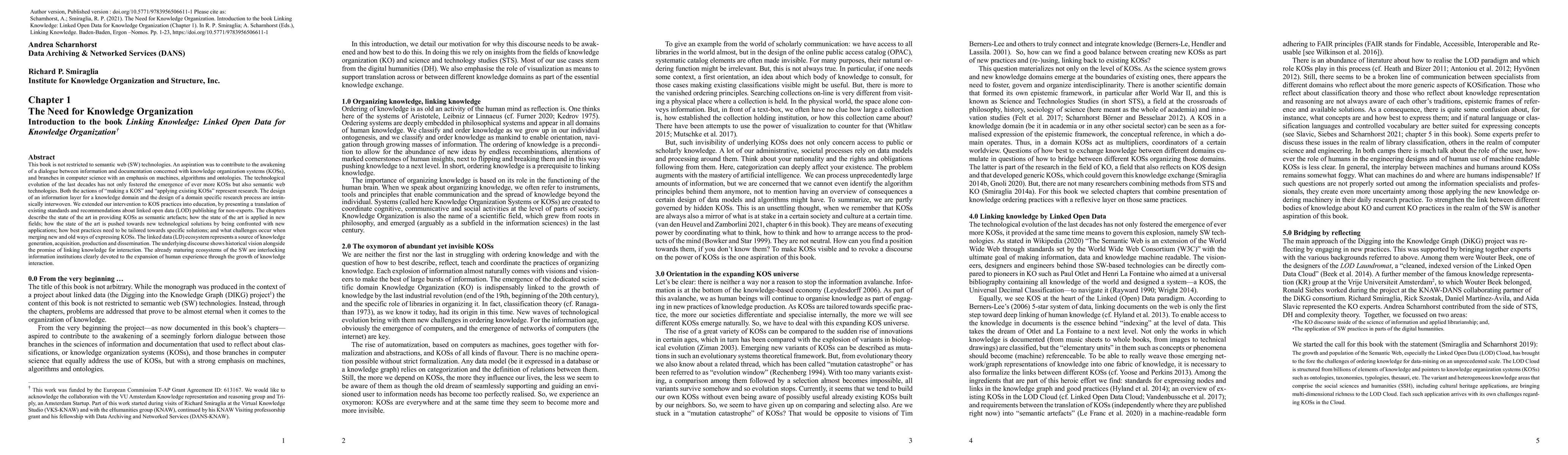 Thumbnail for The Need for Knowledge Organization. Introduction to the book Linking
  Knowledge: Linked Open Data for Knowledge Organization