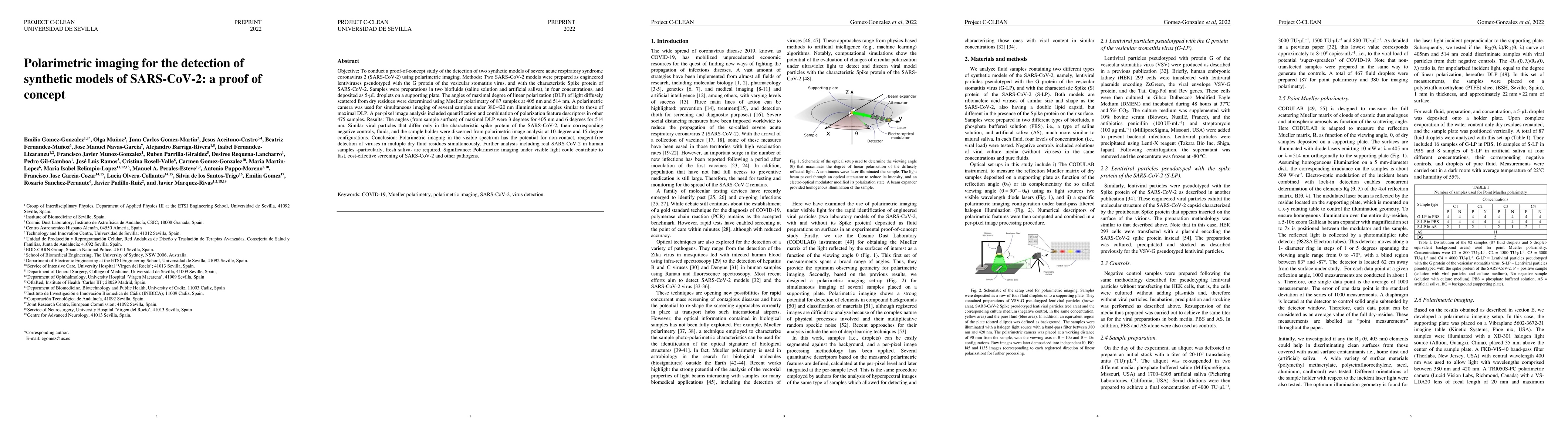 Thumbnail for Polarimetric imaging for the detection of synthetic models of
  SARS-CoV-2: a proof of concept