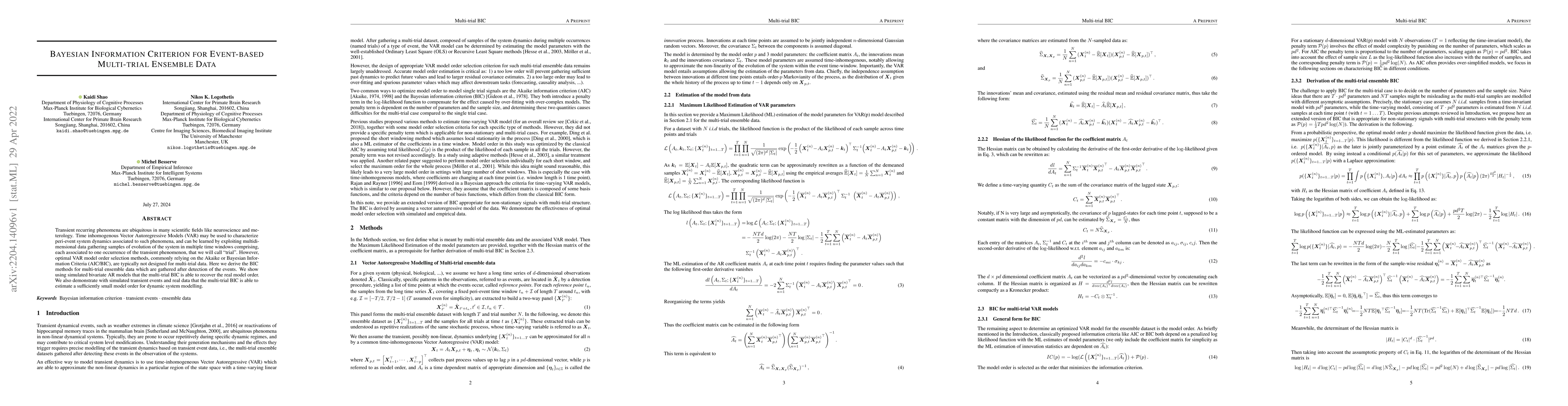 Thumbnail for Bayesian Information Criterion for Event-based Multi-trial Ensemble data