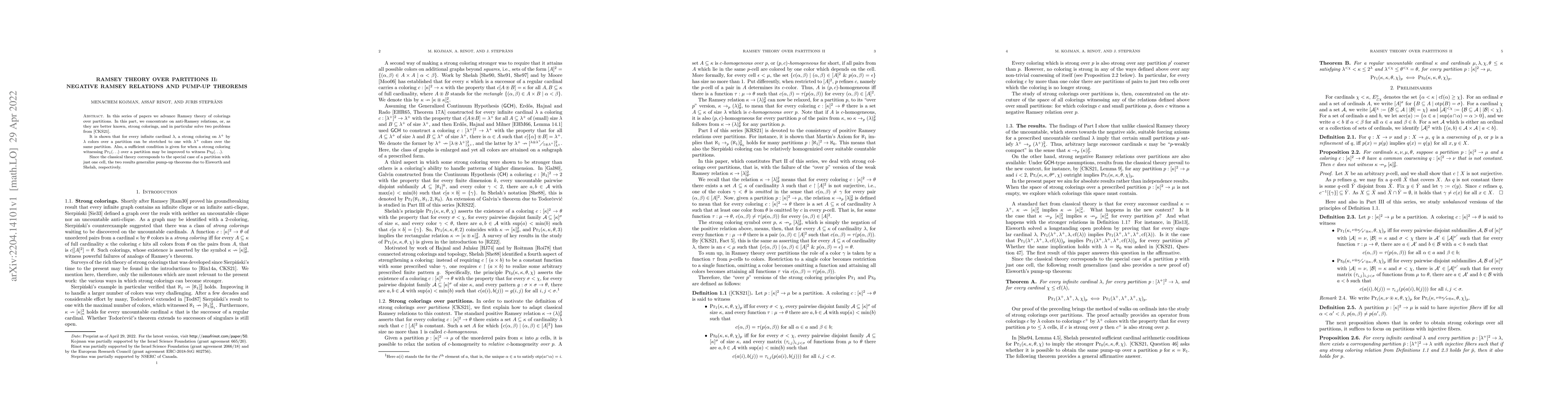 Thumbnail for Ramsey theory over partitions II: Negative Ramsey relations and pump-up
  theorems