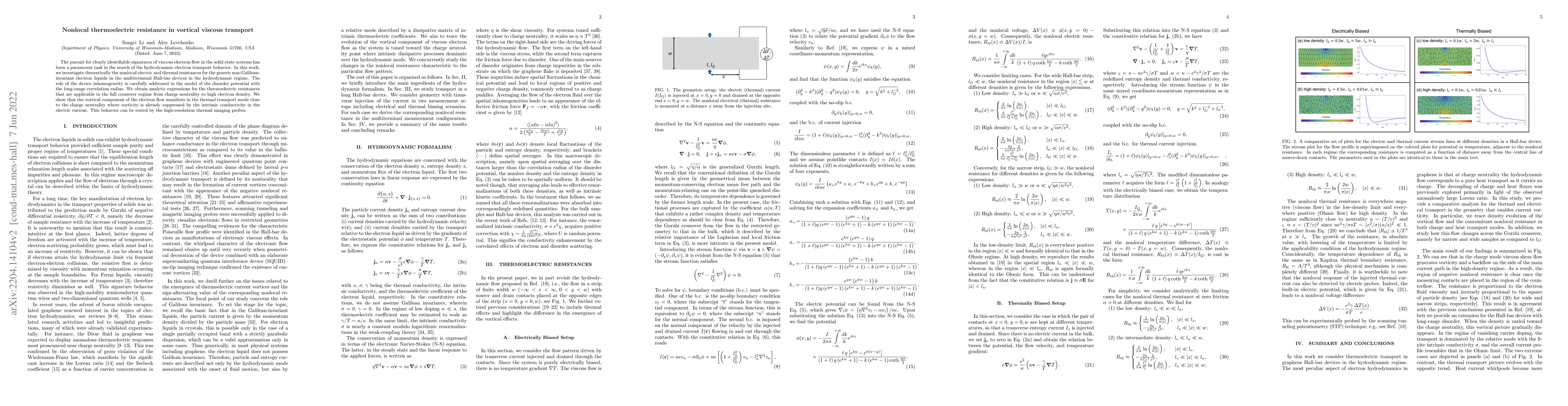 Thumbnail for Nonlocal thermoelectric resistance in vortical viscous transport