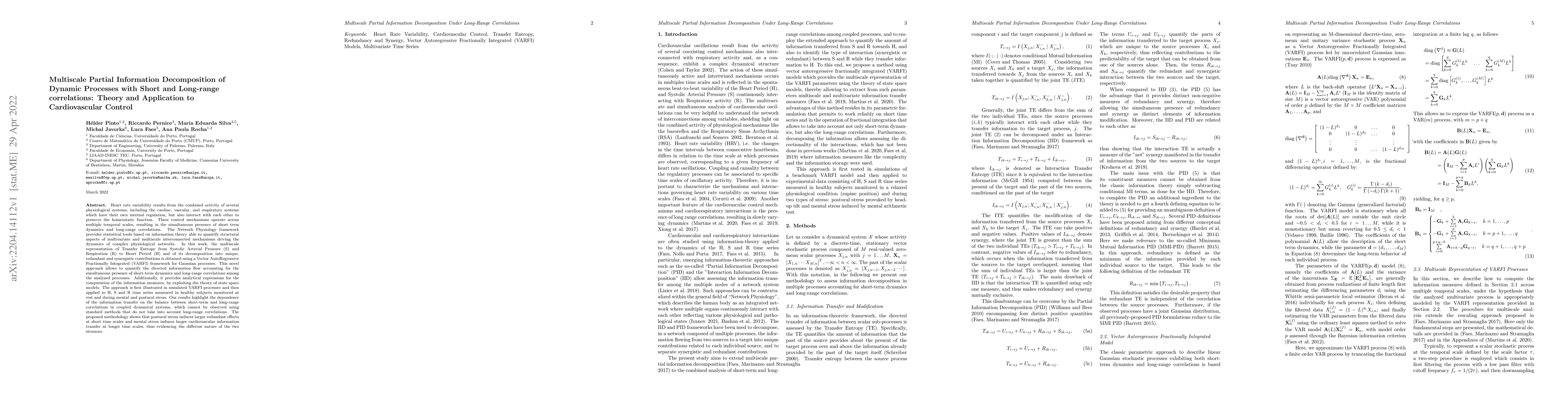 Thumbnail for Multiscale Partial Information Decomposition of Dynamic Processes with
  Short and Long-range correlations: Theory and Application to Cardiovascular
  Control