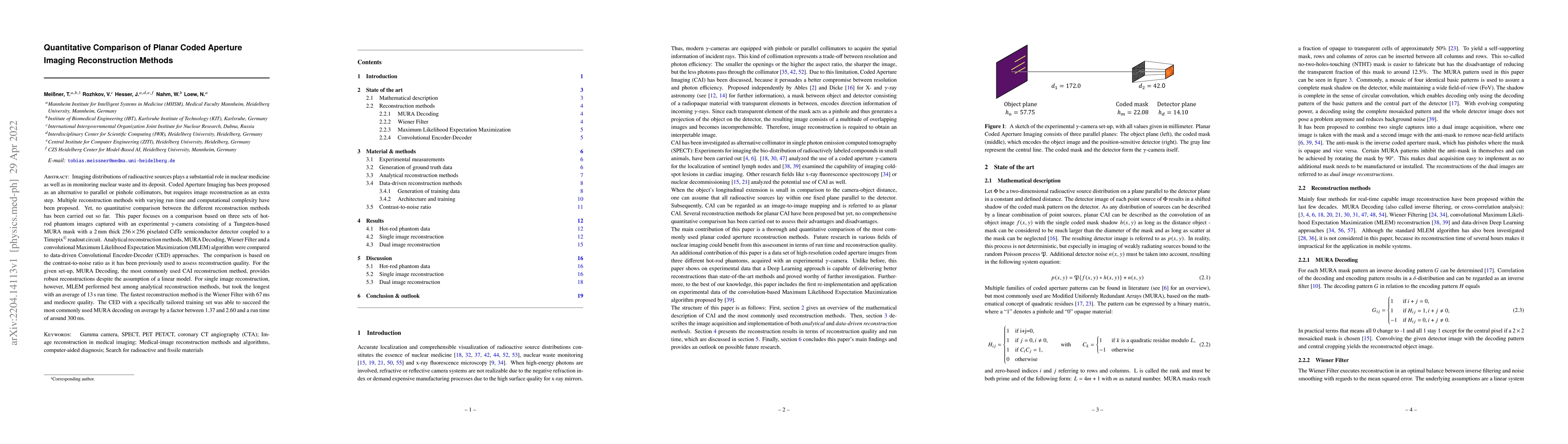 Thumbnail for Quantitative Comparison of Planar Coded Aperture Imaging Reconstruction
  Methods