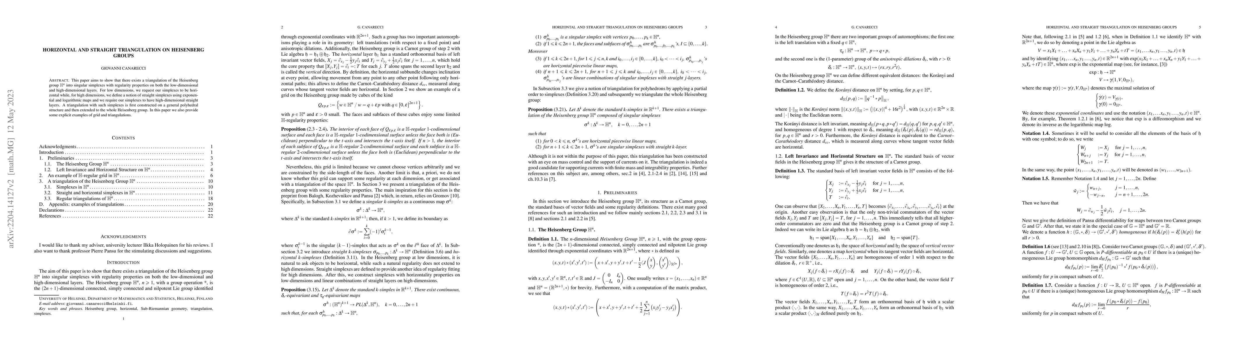 Thumbnail for Horizontal and Straight Triangulations on Heisenberg Groups
