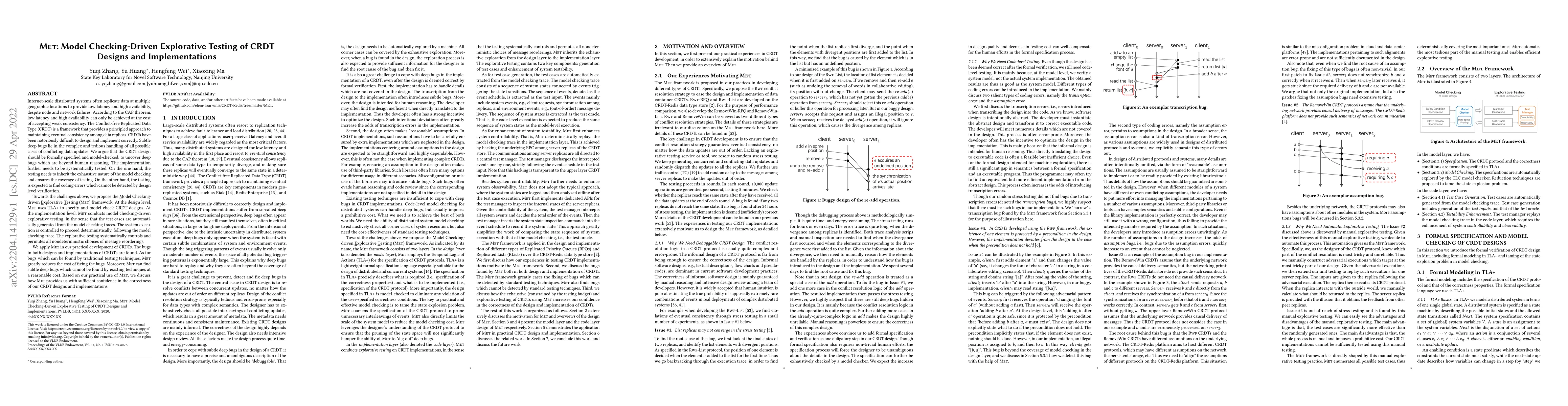 Thumbnail for MET: Model Checking-Driven Explorative Testing of CRDT Designs and
  Implementations